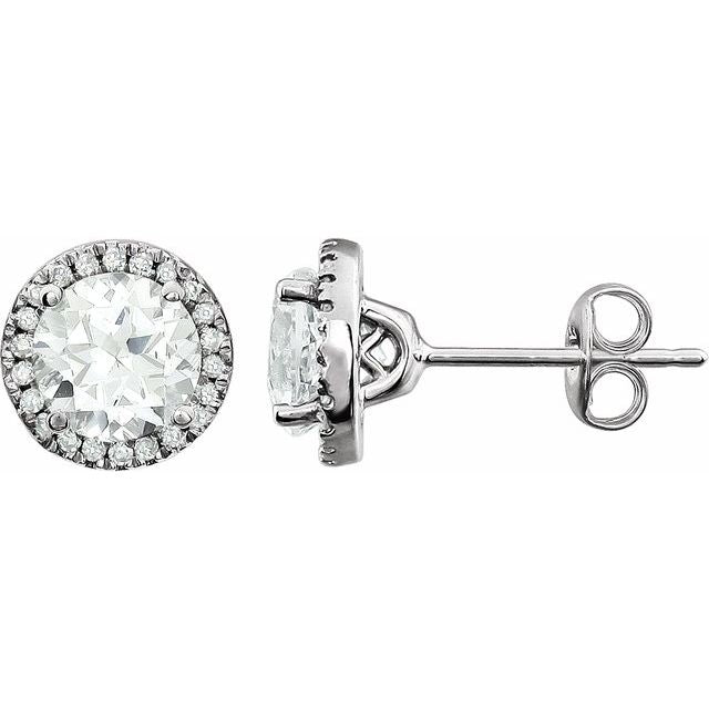 Round 4-Prong Halo-Style Birthstone Earrings