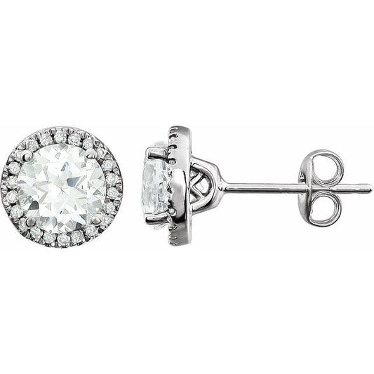 Round 4-Prong Halo-Style Birthstone Earrings
