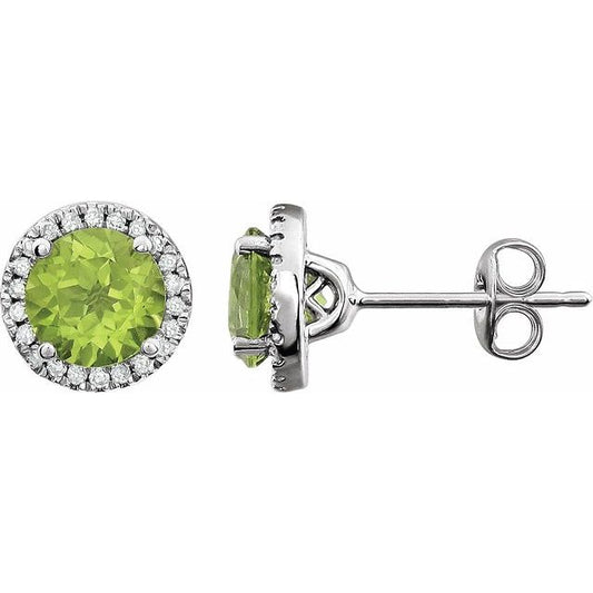 Round 4-Prong Halo-Style Birthstone Earrings