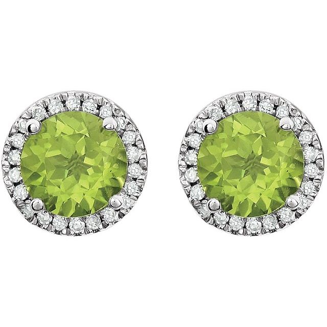 Round 4-Prong Halo-Style Birthstone Earrings
