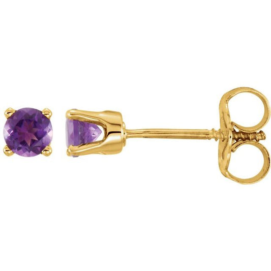 Round 4-Prong Youth Birthstone Stud Earrings