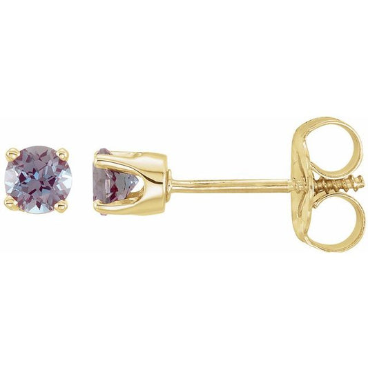 Round 4-Prong Youth Birthstone Stud Earrings