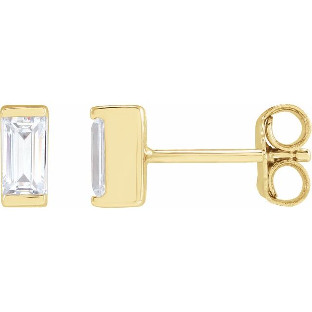 Straight Baguette Bezel-Set Stud Earrings
