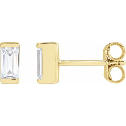 Straight Baguette Bezel-Set Stud Earrings