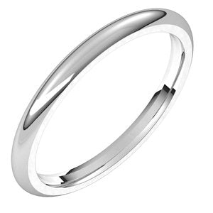 14K White 2 mm Half Round Comfort Fit Band Size 10