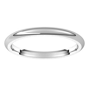 14K White 2 mm Half Round Comfort Fit Band Size 10