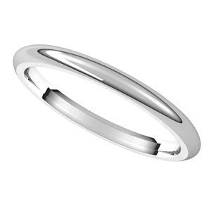 14K White 2 mm Half Round Comfort Fit Band Size 10