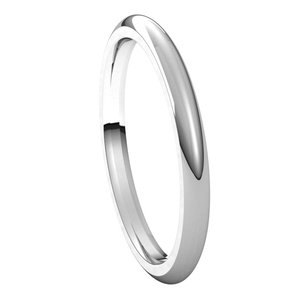 14K White 2 mm Half Round Comfort Fit Band Size 10