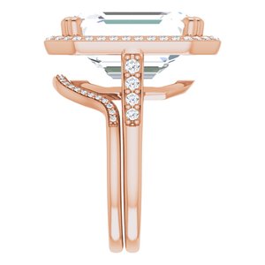14K Rose 16x12 mm Emerald Engagement Ring Mounting