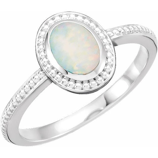 Beaded Cabochon Ring