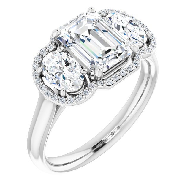Three-Stone Halo-Style Engagement Ring