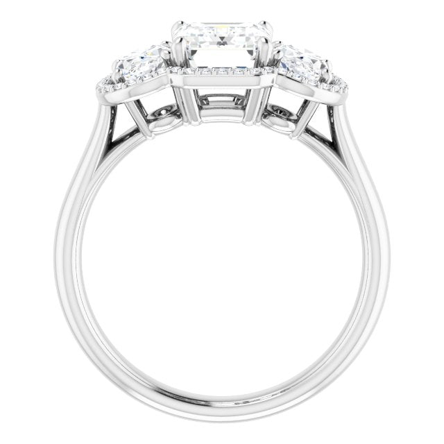 Three-Stone Halo-Style Engagement Ring