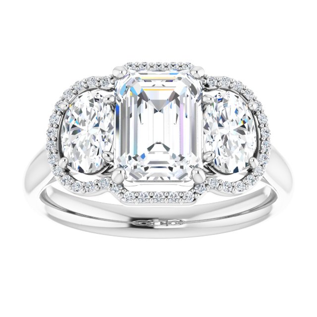 Three-Stone Halo-Style Engagement Ring