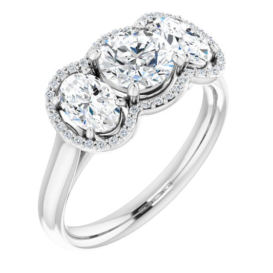 Three-Stone Halo-Style Engagement Ring