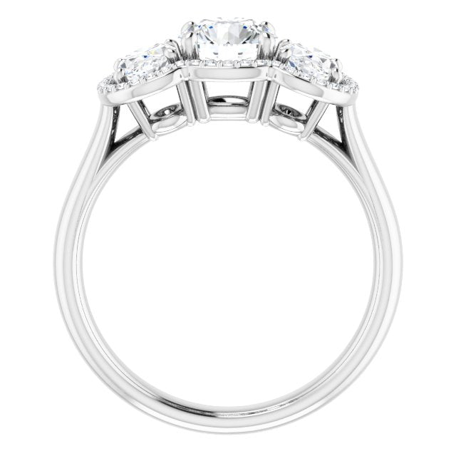 Three-Stone Halo-Style Engagement Ring
