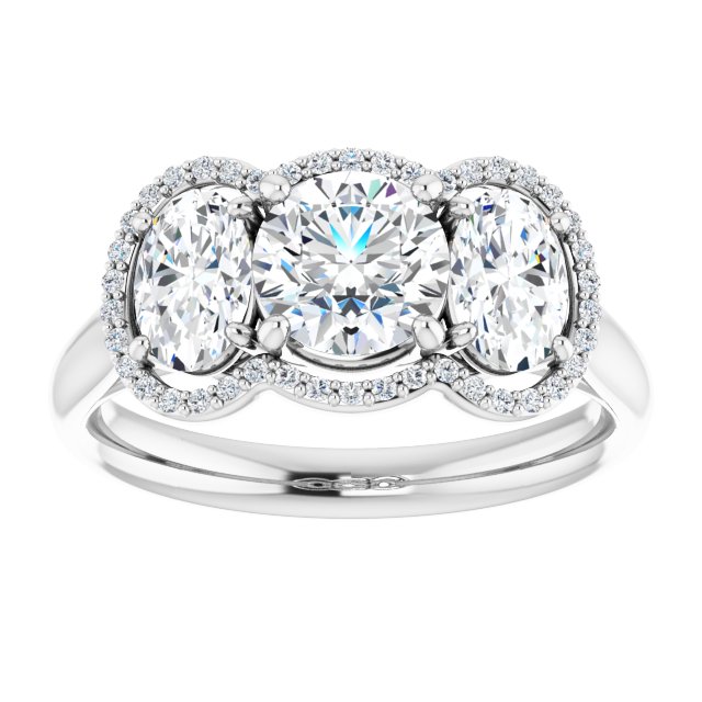 Three-Stone Halo-Style Engagement Ring