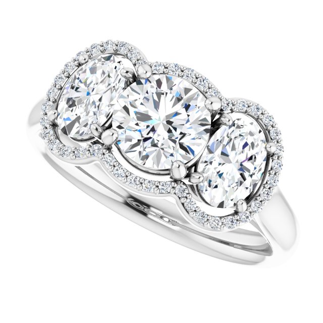 Three-Stone Halo-Style Engagement Ring