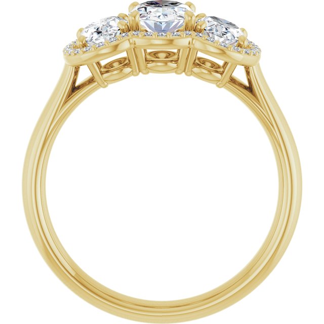 Three-Stone Halo-Style Engagement Ring