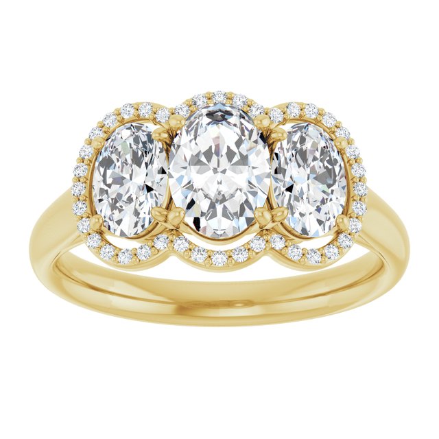 Three-Stone Halo-Style Engagement Ring