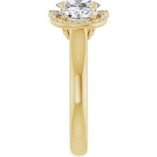 Three-Stone Halo-Style Engagement Ring