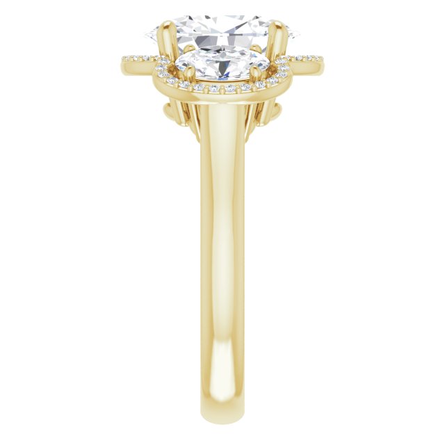 Three-Stone Halo-Style Engagement Ring