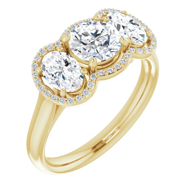 Three-Stone Halo-Style Engagement Ring