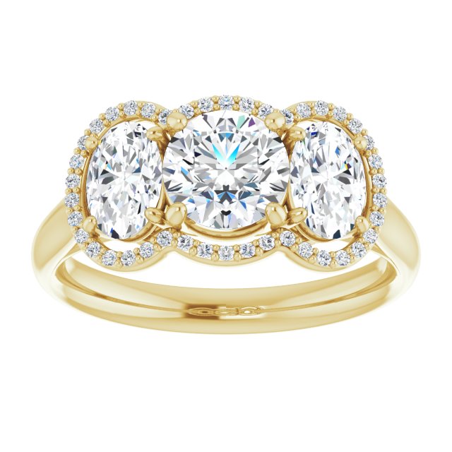 Three-Stone Halo-Style Engagement Ring