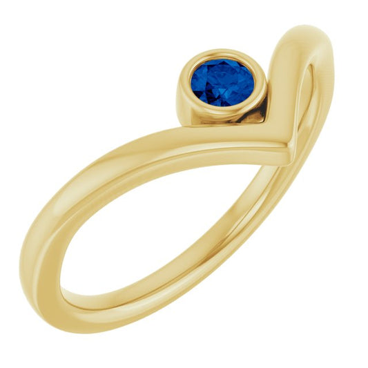 Bezel-Set Solitaire V Ring
