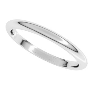 14K White 2 mm Half Round Comfort Fit Band Size 10