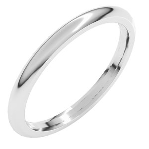 14K White 2 mm Half Round Comfort Fit Band Size 10