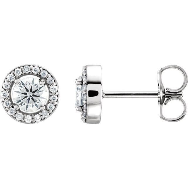 Round 4-Prong Halo-Style Earrings