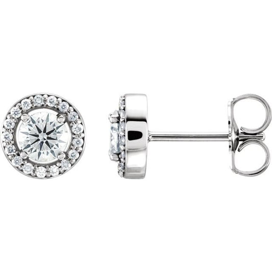 Round 4-Prong Halo-Style Earrings
