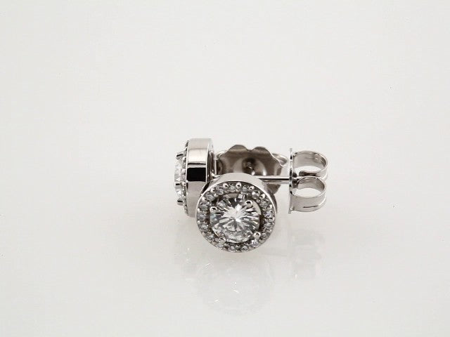 Round 4-Prong Halo-Style Earrings