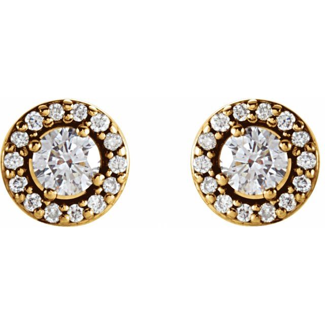 Round 4-Prong Halo-Style Earrings