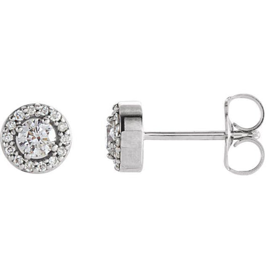 Round 4-Prong Halo-Style Earrings