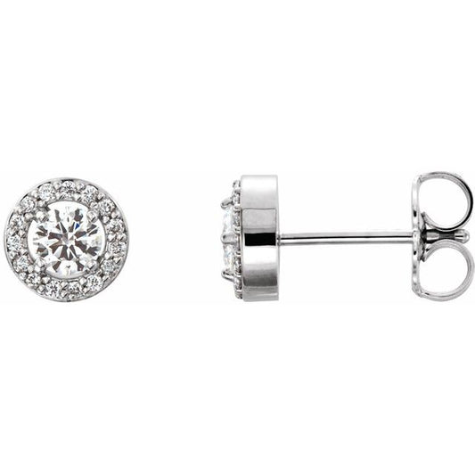 Round 4-Prong Halo-Style Earrings