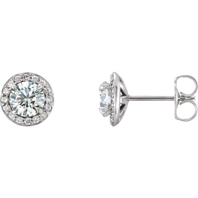 Round 4-Prong Halo-Style Earrings