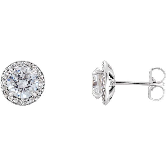 Round 4-Prong Halo-Style Earrings