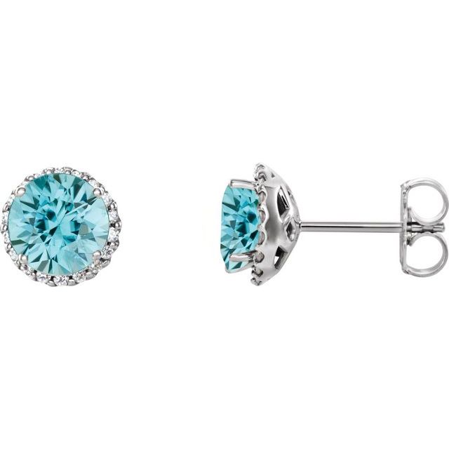 Round 4-Prong Halo-Style Earrings