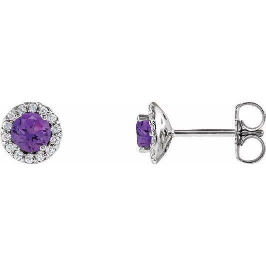 Round 4-Prong Halo-Style Earrings