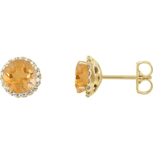 Round 4-Prong Halo-Style Earrings