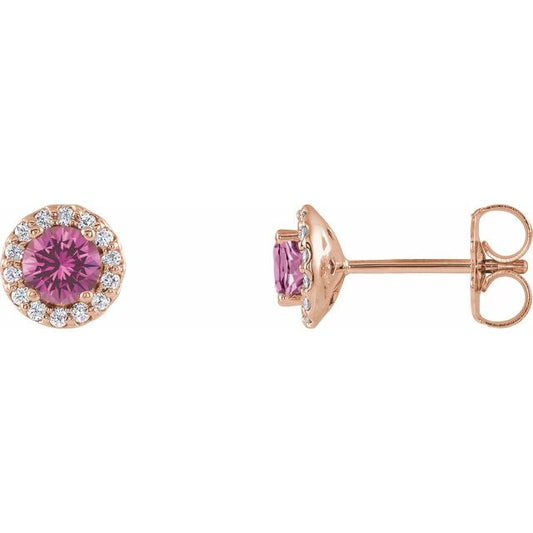 Round 4-Prong Halo-Style Earrings