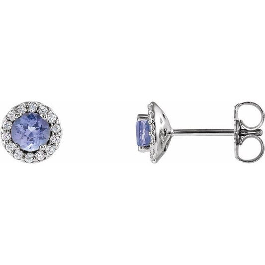 Round 4-Prong Halo-Style Earrings