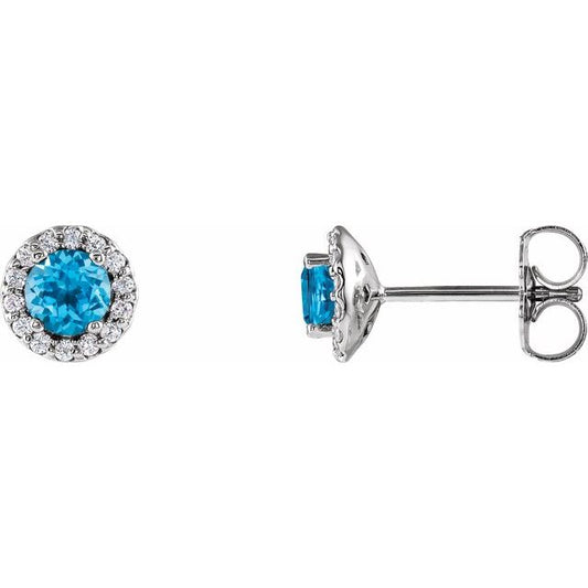Round 4-Prong Halo-Style Earrings