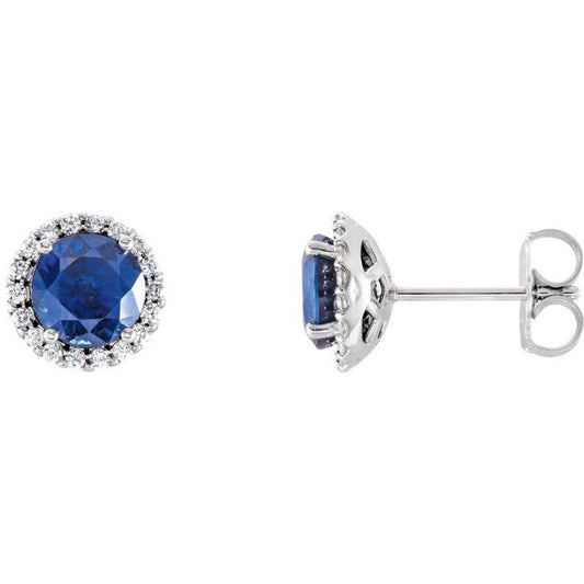 Round 4-Prong Halo-Style Earrings