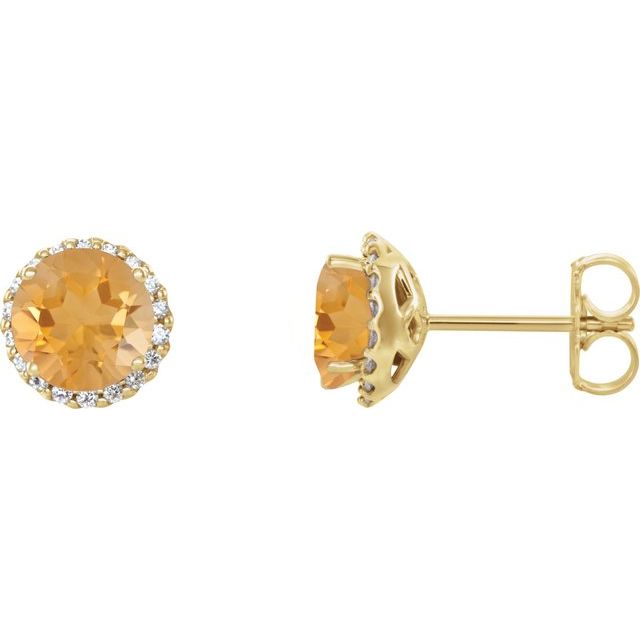 Round 4-Prong Halo-Style Earrings