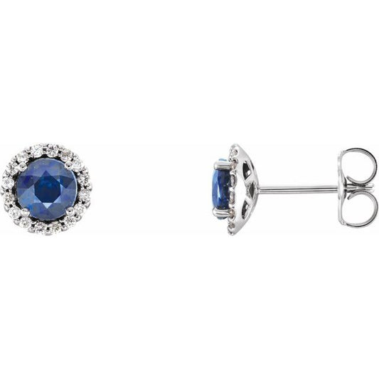 Round 4-Prong Halo-Style Earrings