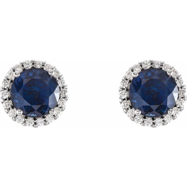 Round 4-Prong Halo-Style Earrings