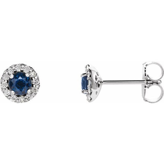 Round 4-Prong Halo-Style Earrings