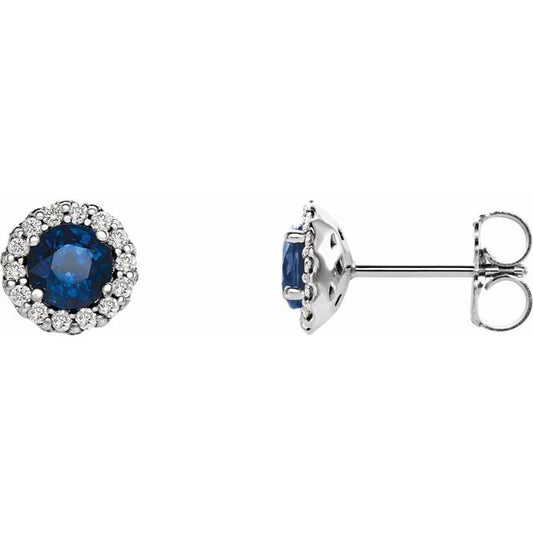 Round 4-Prong Halo-Style Earrings